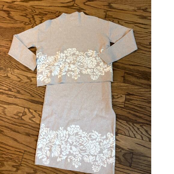 joie 2pc Sweater and skirt set tan boho cottage minialist size medium NWT - Picture 2 of 11